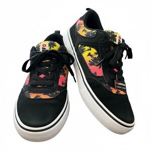 Airwalk Black Sneakers with Yellow-Orange-Pink Palm Graphic New